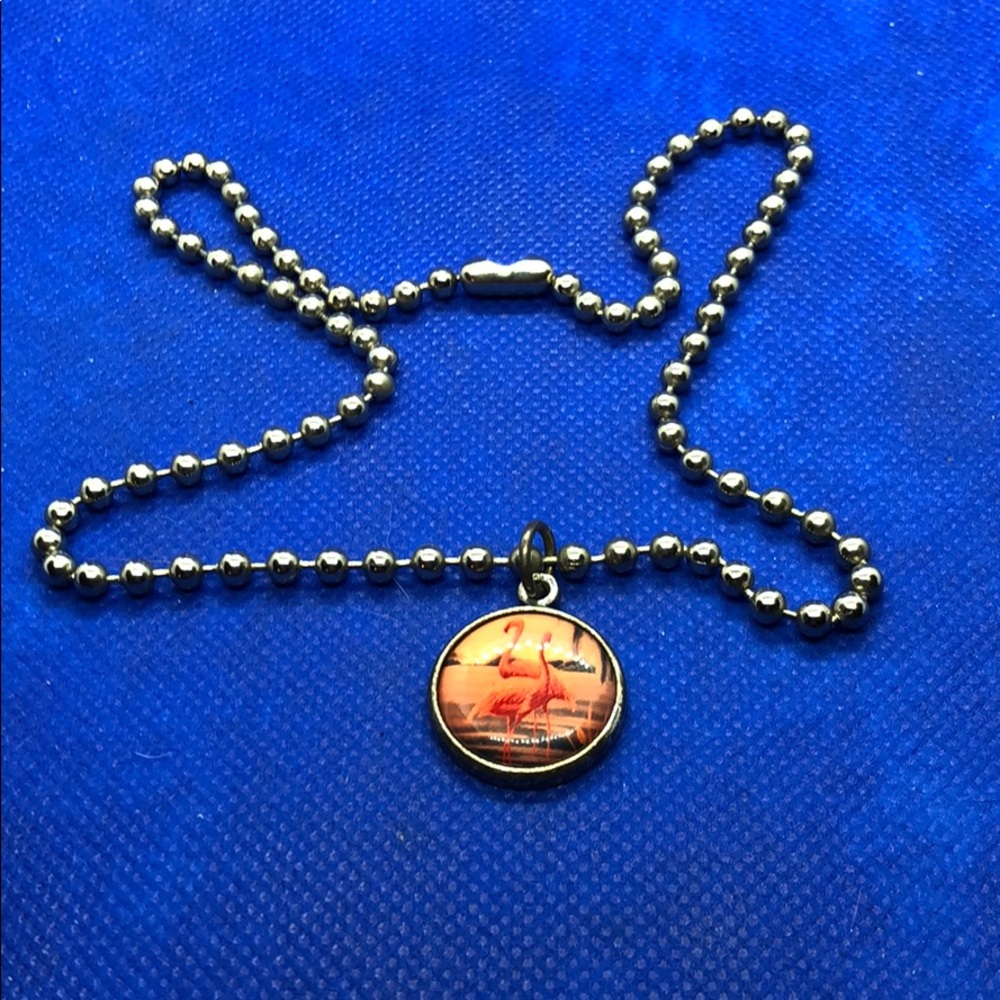 Silver necklace with flamingo pendant